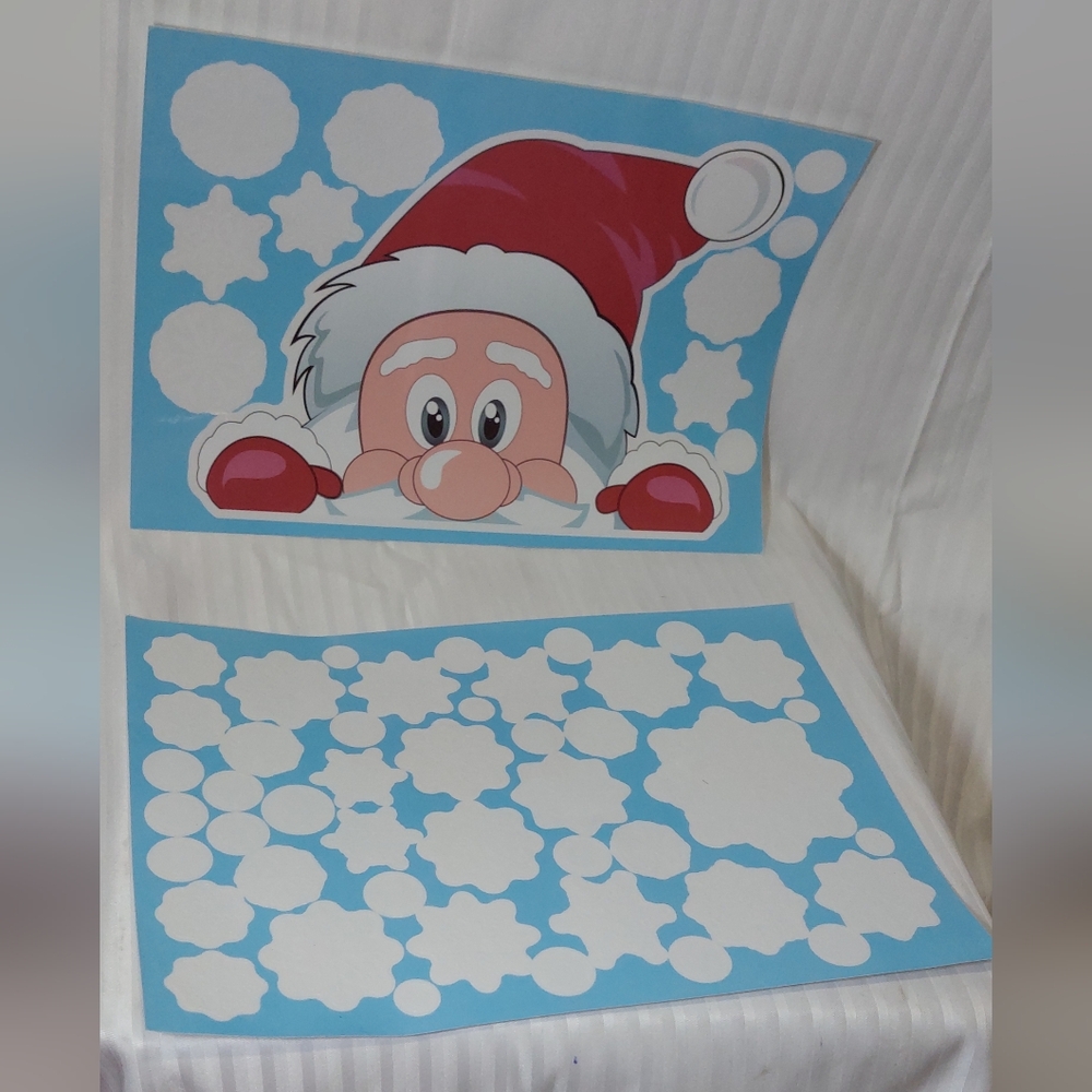 3/$5 Santa Claus Wall Decals with Snowflakes New In The Packages (10 Sheets)